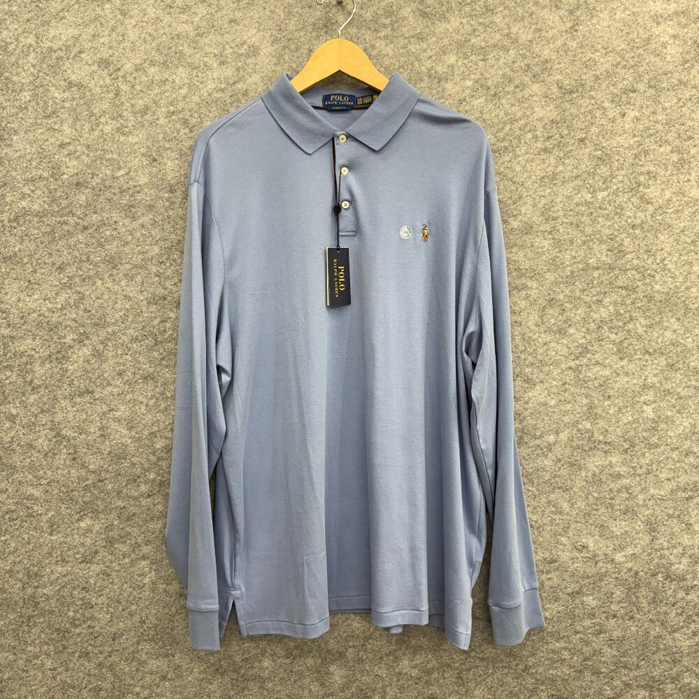 Polo Ralph Lauren Classic Fit Men's Cotton Jersey Long Sleeve Shirt, Blue, XXL